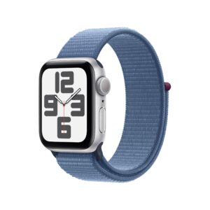 Apple Watch SE 2nd Gen GPS 40mm Silver Aluminum Case with Winter Blue Sport Loop