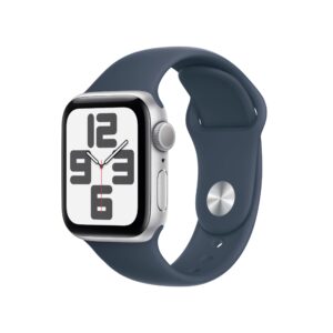 Apple Watch SE 2nd Gen GPS 40mm M/L Silver Aluminum Case with Storm Blue Sport Band