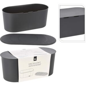 Ψωμιέρα Με Καπάκι Ανθρακί PP 39x19X16.3cm