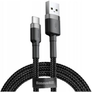 Data Cable Baseus Cafule Braided USB-C 1.0m Grey Black CATKLF-BG1