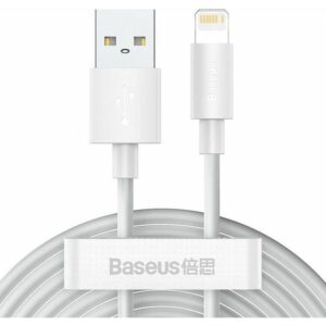 Data Cable Baseus Wisdom Regular USB to Lightning 1,5m White 2τμχ