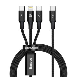 Data Cable Baseus USB-C to micro USB/Type-C/Lightning 1.5m Black