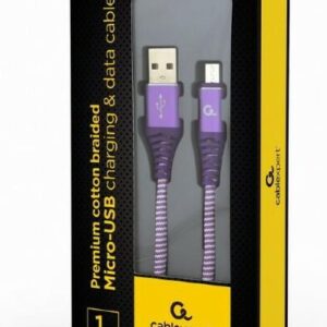 Data Cable Cablexpert USB 2.0 to Micro USB 1m Cotton Braided Purple
