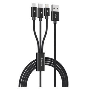 Data Cable Devia Braided 3in1 USB to micro USB / USB C / Lightning Gracious Black 1.2m 011101-0409