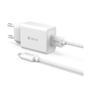 Φορτιστής Devia USB0-A με καλώδιο USB-C White