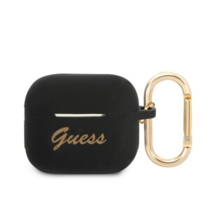Guess Vintage Script Gold Logo Θήκη προστασίας από σιλικόνη για Apple Airpods 3 (Μαύρη/Χρυση)