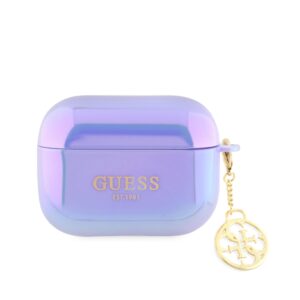Guess "4G Logo Collection" Charm Θήκη προστασίας απο Σιλικόνη για Apple Airpods Pro με χρυσό κρεμαστό στολίδι (Iridescent Purple)