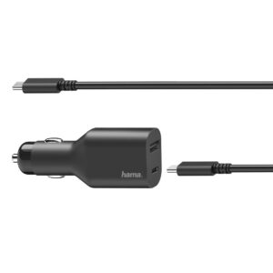 Φορτιστής Αυτοκινήτου Hama 00200010 USB-A/USB-C + USB-C Cable Black