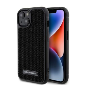 Karl Lagerfeld “Rhinestones Metal Plate Logo Collection” Θήκη προστασίας για iPhone 15 (Μαυρο – KLHCP15SHDSPLK)