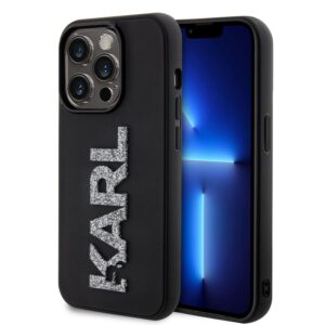 Karl Lagerfeld “Karl 3D Logo Glitter Cover” Hard Case Θήκη προστασίας από σιλικόνη – iPhone 15 Pro Max (Glitter / Black – KLHCP15X3DMBKCK)