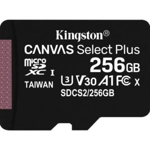 Memory Card 256GB Class 10 U3 V10 A1 Kingston Canvas Select Plus