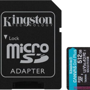 Memory Card 512GB Class 10 U3 V30 A2 UHS-I Kingston Canvas Go Plus microSDXC with Adapter