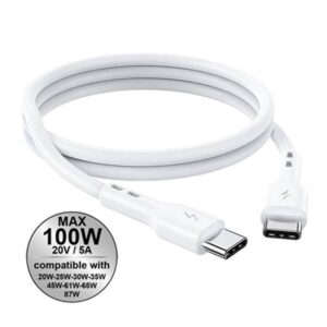 Data Cable Lamtech USB-C 2.0 to USB-C 2.0 100W Fast Charge 1m White