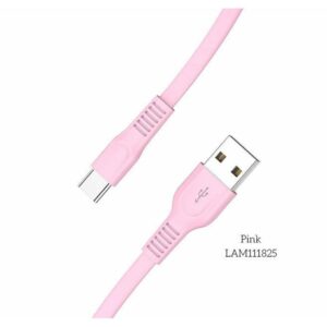 Data Cable Lamtech USB 2.0 to USB-C Flat 1m Pink