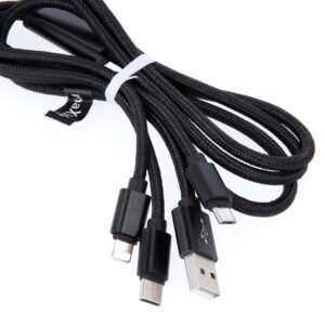 Data Cable Maxlife MicroUSB/USB-C/Lightning 2m Black
