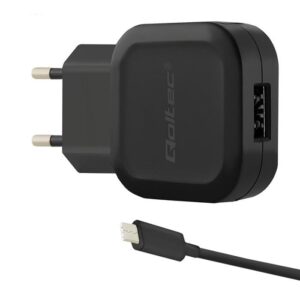 Φορτιστής Qoltec 50184 USB 12W + USB-C Cable Black