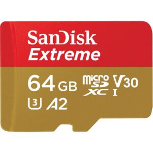 Memory Card 64GB Sandisk Extreme microSDXC Class 10 U3 V30 A2 UHS-I with SD Adapter