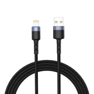 Tellur Data Cable USB To Lightning with LED Light, 2A, 2m, nylon, black