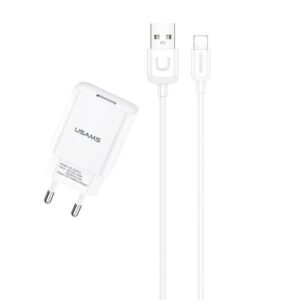 Φορτιστής USAMS T21 USB-A 2.1A White + Cable USB-A to Lightining