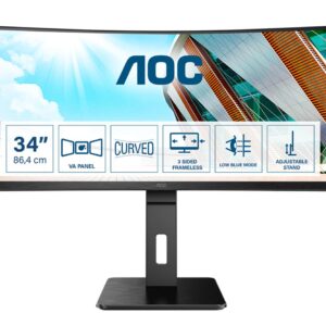 Monitor AOC CU34P2A 34 ", VA, 3440x1440, 1 ms, 100 Hz, Curved screen