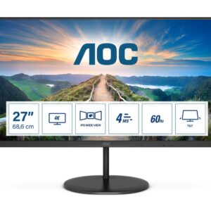 Monitor AOC U27V4EA 27 ", IPS, 3840x2160, 4 ms, 60 Hz, Flat screen