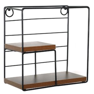 Ράφι Τοίχου Sorreno Μαύρο/Καφέ MDF/Μέταλλο 22x11x22cm
