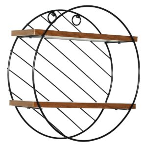 Ράφι Τοίχου Sarno Μαύρο/Καφέ MDF/Μέταλλο Φ30x11cm