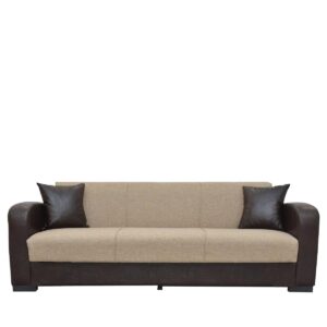 Καναπές Κρεβάτι Τριθέσιος MARTINI Καφέ PU 225x87x90cm