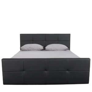 Κρεβάτι ANEMONE Μαύρο PU Με Αποθηκευτικό Χώρο 217x170x100cm (Στρώμα 160x200cm)