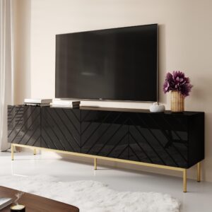 Έπιπλο τηλεόρασης CAMA MEBLE ABETO RTV2+ST C Μαύρο 42x200x60cm