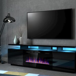 Έπιπλο τηλεόρασης CAMA MEBLE EVA+KOM CZ/CZ Ματ Μαύρο , 40x180x52cm