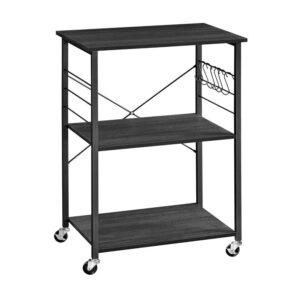 Μεταλλικό Τρόλεϊ Κουζίνας με 3 Ράφια 60 x 40 x 89 cm Χρώματος Μαύρο VASAGLE KKS060B42