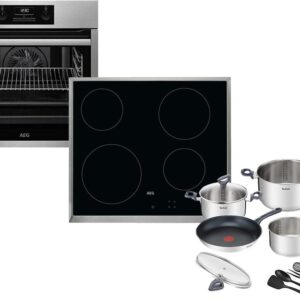 Set Εντοιχισμού AEG Φούρνος BES331110M + Εστίες Κεραμικές HK624000XB + Μαγειρικά Σκεύη Tefal G713SB45 11τμχ