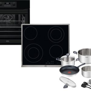 Set Εντοιχισμού AEG Φούρνος BES331110B + Εστίες Κεραμικές HK634021XB + Μαγειρικά Σκεύη Tefal G713SB45 11τμχ