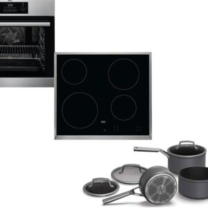 Set Εντοιχισμού AEG Φούρνος BES331010M + Εστίες Κεραμικές HK624000XB + Σετ Κατσαρόλες Ninja C33000EU 3τμχ