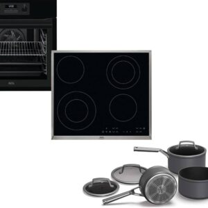 Set Εντοιχισμού AEG Φούρνος BES331110B + Εστίες Κεραμικές HK634021XB + Σετ Κατσαρόλες Ninja C33000EU 3τμχ