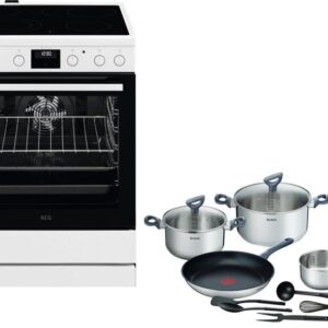 Set Κουζίνα Κεραμική Aeg CCB6440ABW + Σετ Μαγειρικά Σκεύη Tefal G713SB45 11τμχ