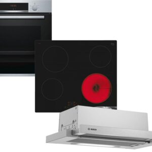 Set Εντοιχισμού Bosch Φούρνος HBA534ES0 + Εστίες Κεραμικές PKE611BB2E + Απορροφητήρας Συρόμενος DFT63AC50