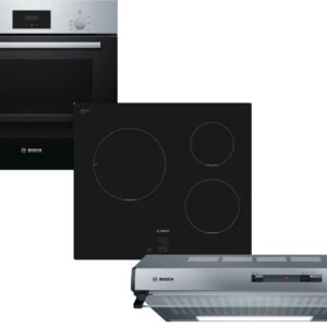 Set Εντοιχισμού Bosch Φούρνος HBF154BS0 + Εστίες Επαγωγικές PUC611AA5E + Απορροφητήρας Ελεύθερος DUL62FA51
