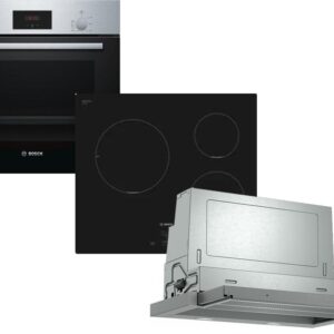 Set Εντοιχισμού Bosch Φούρνος HBF154BS0 + Εστίες Επαγωγικές PUC611AA5E + Απορροφητήρας Συρόμενος DFR067A52