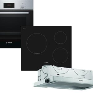 Set Εντοιχισμού Bosch Φούρνος HBF154BS0 + Εστίες Επαγωγικές PUC611AA5E + Απορροφητήρας Συρόμενος DFM064W54