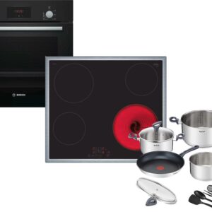 Set Εντοιχισμού Bosch Φούρνος HBF134EB1 + Εστίες Κεραμικές Bosch PKE645BB2E + Μαγειρικά Σκεύη Tefal G713SB45 11τμχ