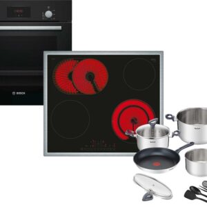 Set Εντοιχισμού Bosch Φούρνος HBF134EB1 + Εστίες Κεραμικές Bosch PKN645FP2E + Μαγειρικά Σκεύη Tefal G713SB45 11τμχ