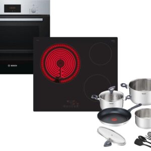 Set Εντοιχισμού Bosch Φούρνος HBF154BS0 + Εστίες Κεραμικές PKK611BB2E + Μαγειρικά Σκεύη Tefal G713SB45 11τμχ