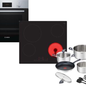 Set Εντοιχισμού Bosch Φούρνος HBF154BS0 + Εστίες Κεραμικές PKE611FP2E + Μαγειρικά Σκεύη Tefal G713SB45 11τμχ