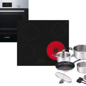 Set Εντοιχισμού Bosch Φούρνος HBF154BS0 + Εστίες Κεραμικές PKE611BB2E + Μαγειρικά Σκεύη Tefal G713SB45 11τμχ