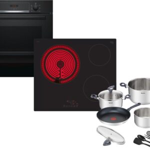 Set Εντοιχισμού Bosch Φούρνος HBA534EB0 + Εστίες Κεραμικές PKK611BB2E + Μαγειρικά Σκεύη Tefal G713SB45 11τμχ
