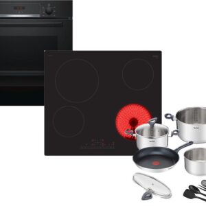 Set Εντοιχισμού Bosch Φούρνος HBA534EB0 + Εστίες Κεραμικές PKE611FP2E + Μαγειρικά Σκεύη Tefal G713SB45 11τμχ