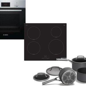Set Εντοιχισμού Bosch Φούρνος HBF 134ES1 + Εστίες Επαγωγικές Bosch PUE611BB5E + Σετ Κατσαρόλες Ninja C33000EU 3τμχ