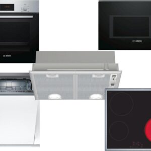 Set Εντοιχισμού Bosch Φούρνος HBF 134ES1 + Εστίες Κεραμικές PKE645BB2E + Απορροφητήρας Μηχανισμός DHL555BL + Φούρνος Μικροκυμάτων Εντοιχιζόμενος BFL554MB0 25lt Black + Πλυντήριο Πιάτων Πλήρως Εντοιχιζόμενο SMV25AX00E 60cm
